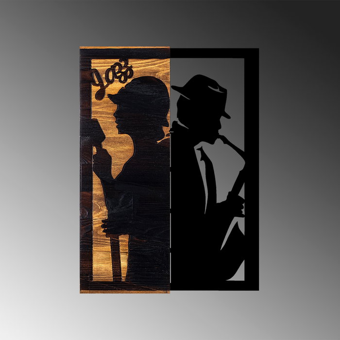 Wallity Jazz Accesorio Decorativo de Pared Negro y Nogal claro
